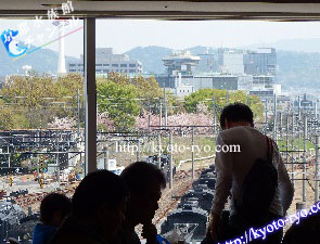 京都鉄道博物館のレストランの窓から見える梅小路公園