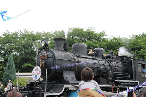 煙を上げる蒸気機関車