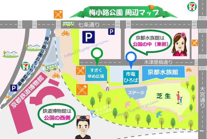 京都水族館の周辺マップ